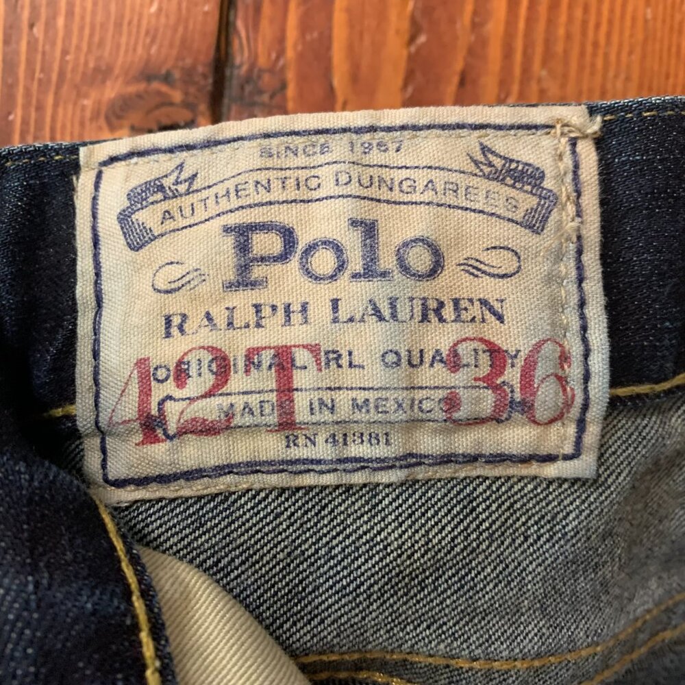 Polo Ralph Lauren Hampton Relaxed Men's 42T / 36 Dark Denim Straight Leg Jeans - Picture 3 of 14
